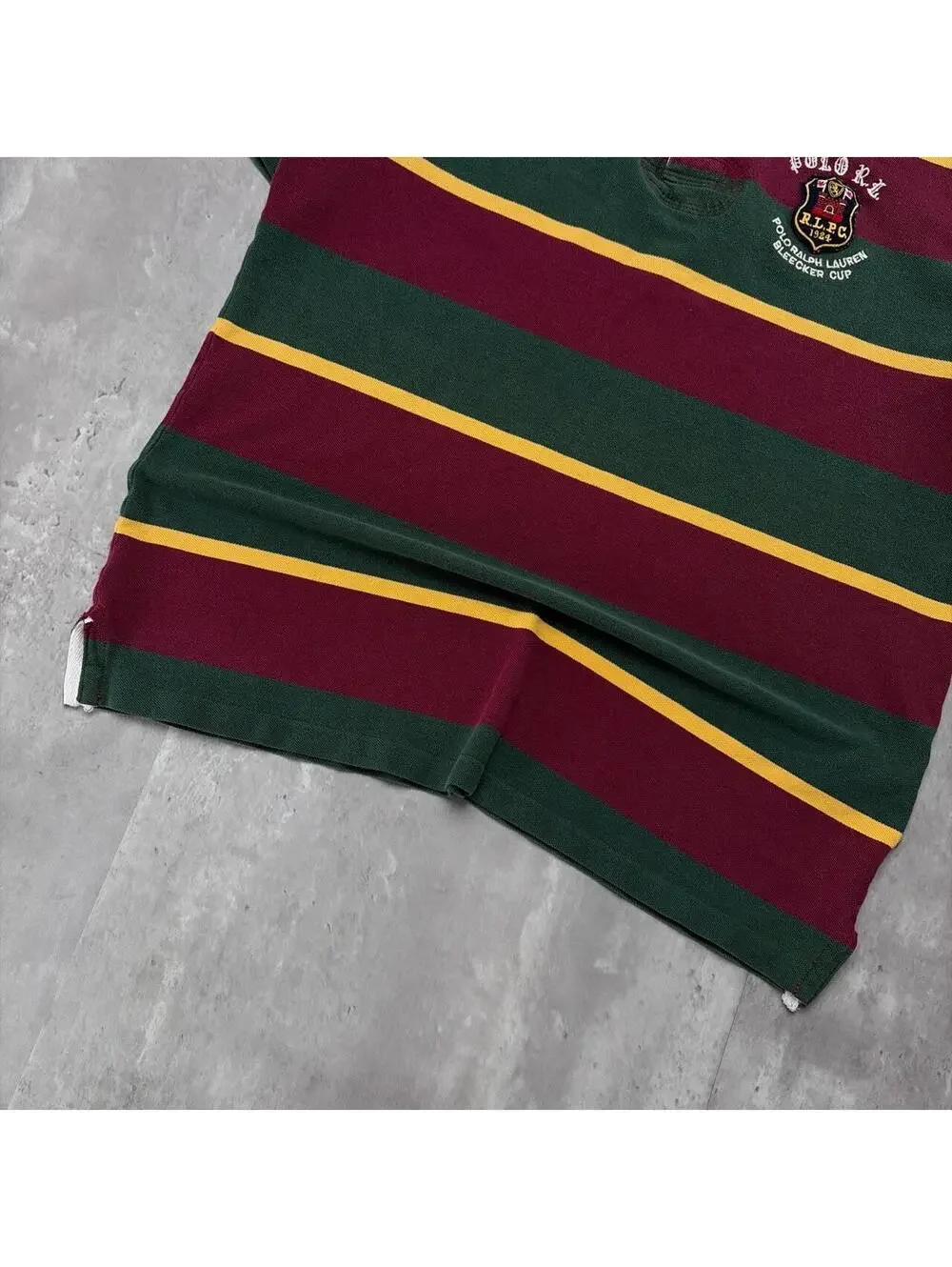 Y2K Burgundy Polo Ralph Lauren Grunge Rugby Striped Polo Shirt